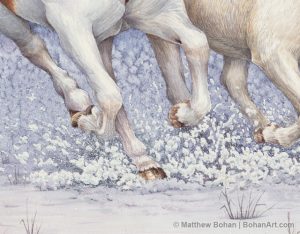 Horses in Snow (detail from 18 x 24 in Transparent Watercolor on Arches 140lb HP paper)