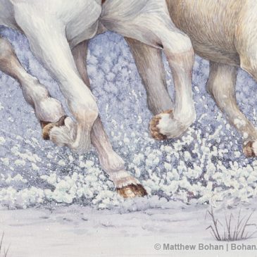Horses in Snow (Transparent Watercolor)