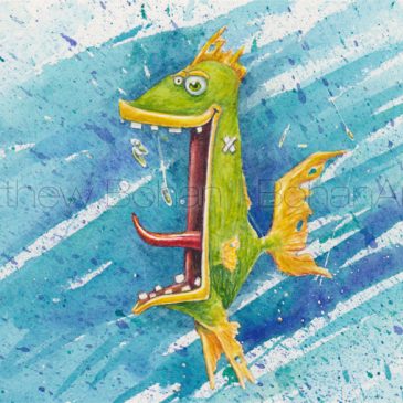Crazy Fish Caricatures: Eight Transparent Watercolor Paintings