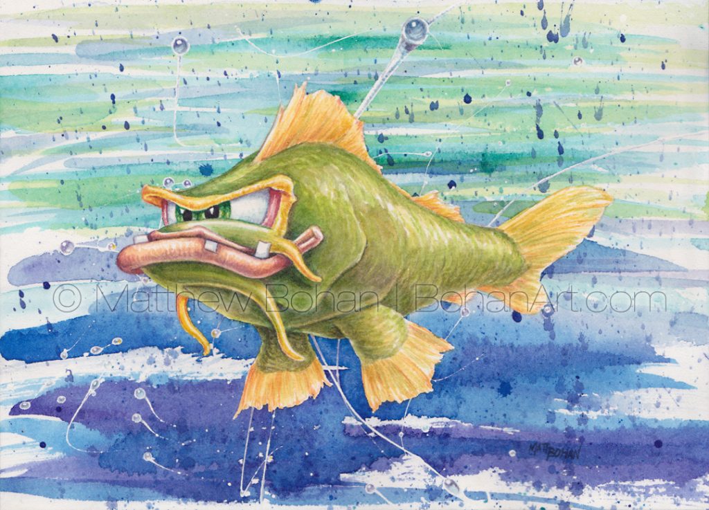 More Crazy Fish Caricatures in Transparent Watercolor