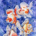 Fancy Goldfish (Detail from 9×24 inch Transparent Watercolor on Arches 140lb HP paper)